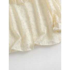 Mock Neck Ruffle Decor Blouse, Chic Long Sleeve Textured Blouse For Spring & Fall, Women's Clothing