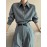 [Structured Collar] Structured Collar Blouse Women's | Long Sleeve Wrinkle-Resistant Shirt Jacket-like Top, Solid Grey with Buttons, Tailored Casual & Professional Wear for Office, Semi-Formal Events, Machine Washable Spring/Fall Outerwear