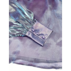 [Laceup Detailing Retro Fashion] Vintage Elegant Women's Blouse - Long Sleeve High Neck Shirt with Tie-Front Detail, All-Season Formal & Everyday Blouse for Office, Parties, Casual Outfits - Women's Clothing, Party Attire, Laceup Detailing, Office Attire, Retro Fashion