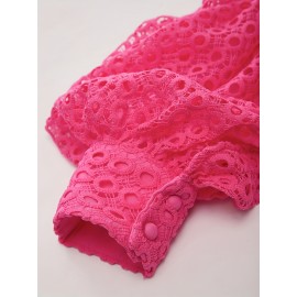 Women's French-Style Sleeve French Collar Blouse - Solid Color Long Sleeve Shirt, Stand Collar/Chowie Collar Top, Machine Washable Elegant Office & Casual Wear, Versatile All-Season French Style Buttonless for all-applied-departments