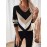 Women's Beige/Navy/Black/Brown/White/Gray V-Neck Color Block Sweater - Slim-Fit Long Sleeve Sweater Jacket with Collar, Hand Washable Winter Coat for Casual & Formal Wear, Elegant Fall Winter Sweating-Layering Piece