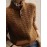 Women's Elegant Cable Sweater - Long Sleeve Pullover Sweater with Stand-Up Collar & Front Button Closure, Chic Fall Winter Sweater for Office, Party, Everyday Outfits - Women's Sweater Clothing, Office Wear, Classic Knitwear, Cozy Fabric, Working Professionals