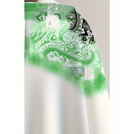 Women's 3D All-Over Floral Full-Zip Hooded Jacket - Green & Black Botanical Print Winter Coat, H-Line Silhouette Long Sleeve Zip-Up Hoodie, Machine Washable Outerwear for Fall & Winter Layering (Casual to Dressy)