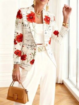 Plus Size - Plus Size Autumn And Winter Fashionable Printed Suit Jacket, Plus Size Suits for Women, Jackets for Women Plus Size, Womens Plus Size Suit, Blazer for Women Plus Size, Plus Size Womens Suits, Office Wear, Formal Clothing, Stylish Blazer